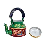 Kettle & 6 Tea Glass Set With Stand- Red & Green