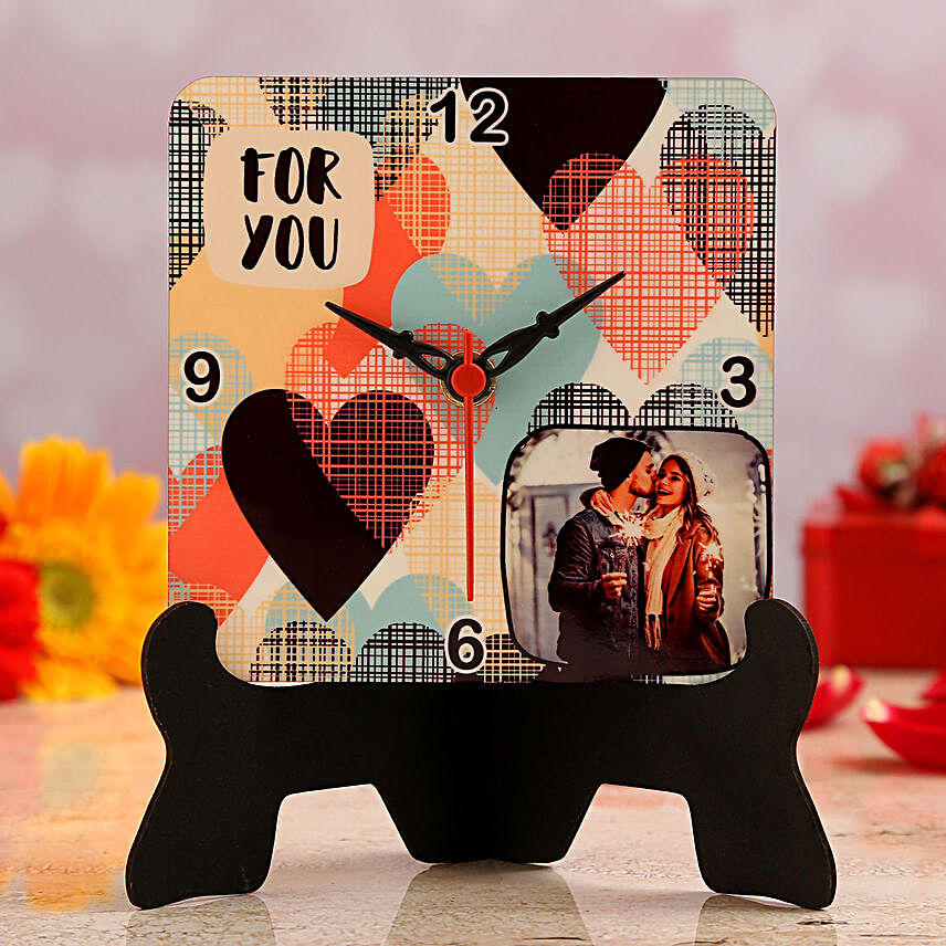Personalised Couple Photo Love Table Clock Hand Delivery