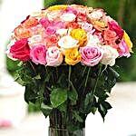 36 Multicolor roses in Vase