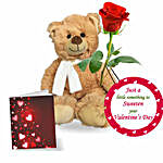 Single Rose With Teddy