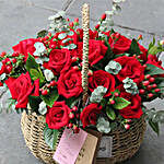 24 Red Roses Basket Arrangement