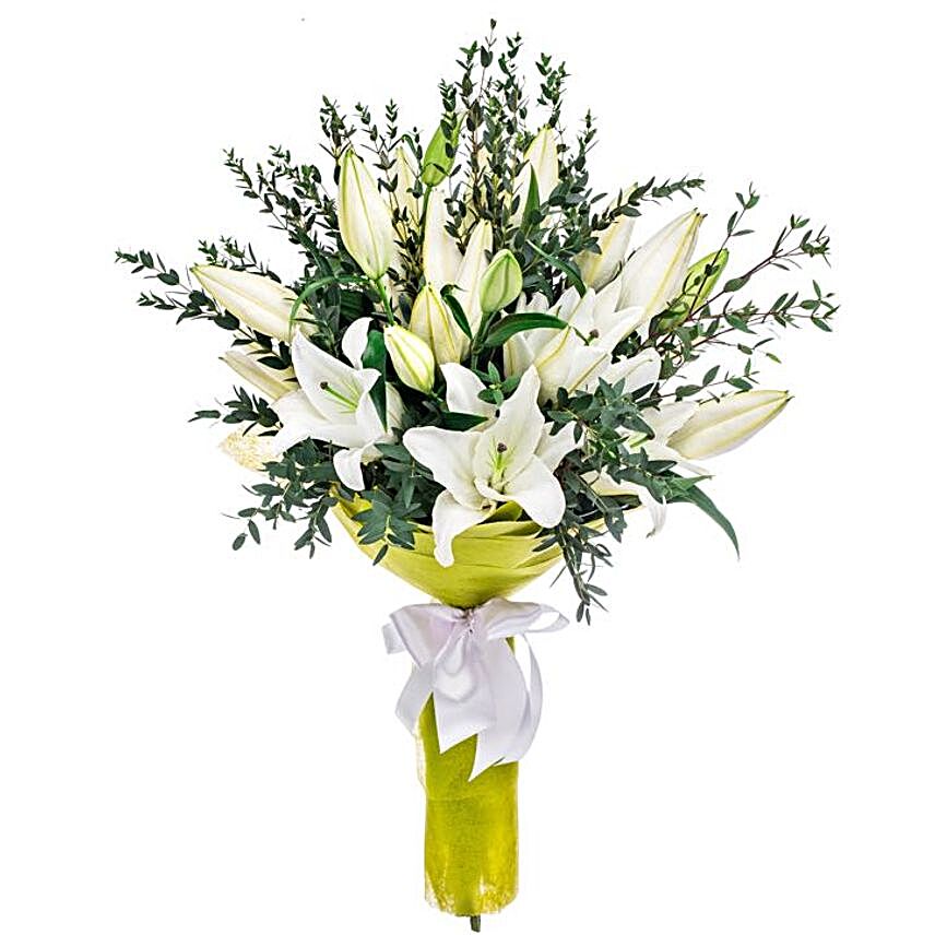 Peaceful White Lilies Bunch