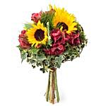 Blooming Alstroemeria And Sunflowers Bunch