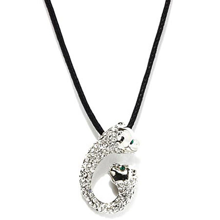 Silver Toned Leopard Pendant with Cord