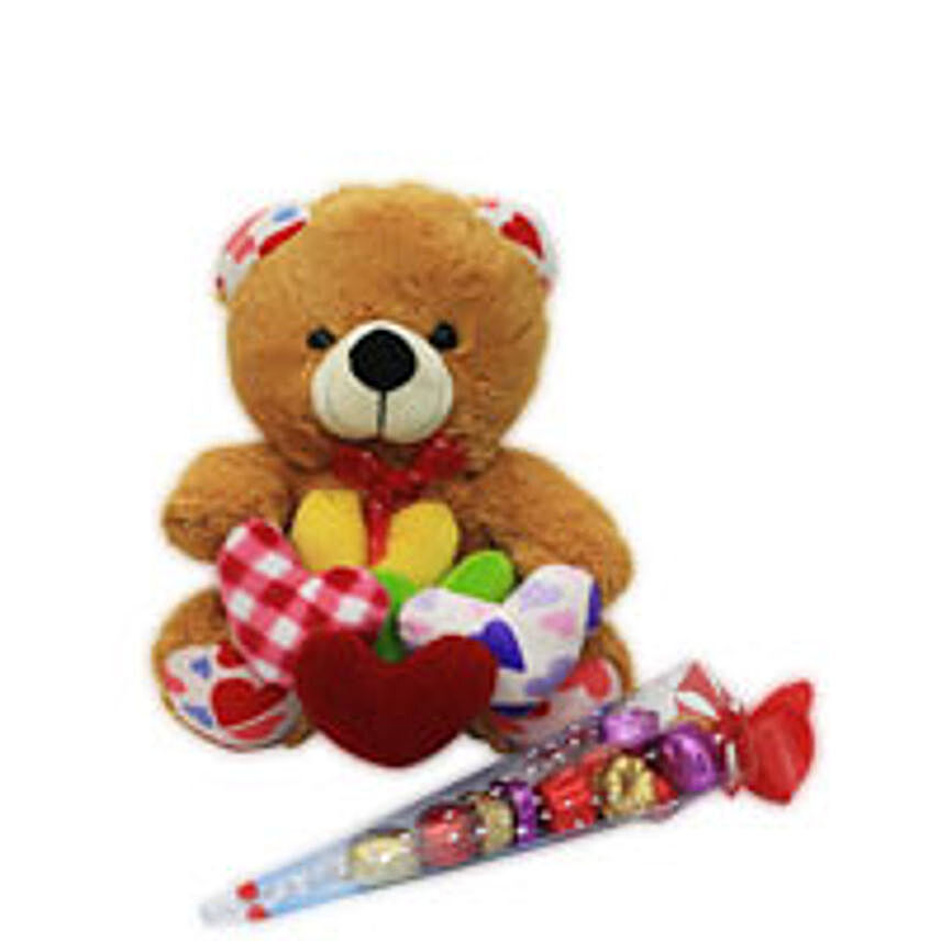 Teddy with hearts and Chocolates