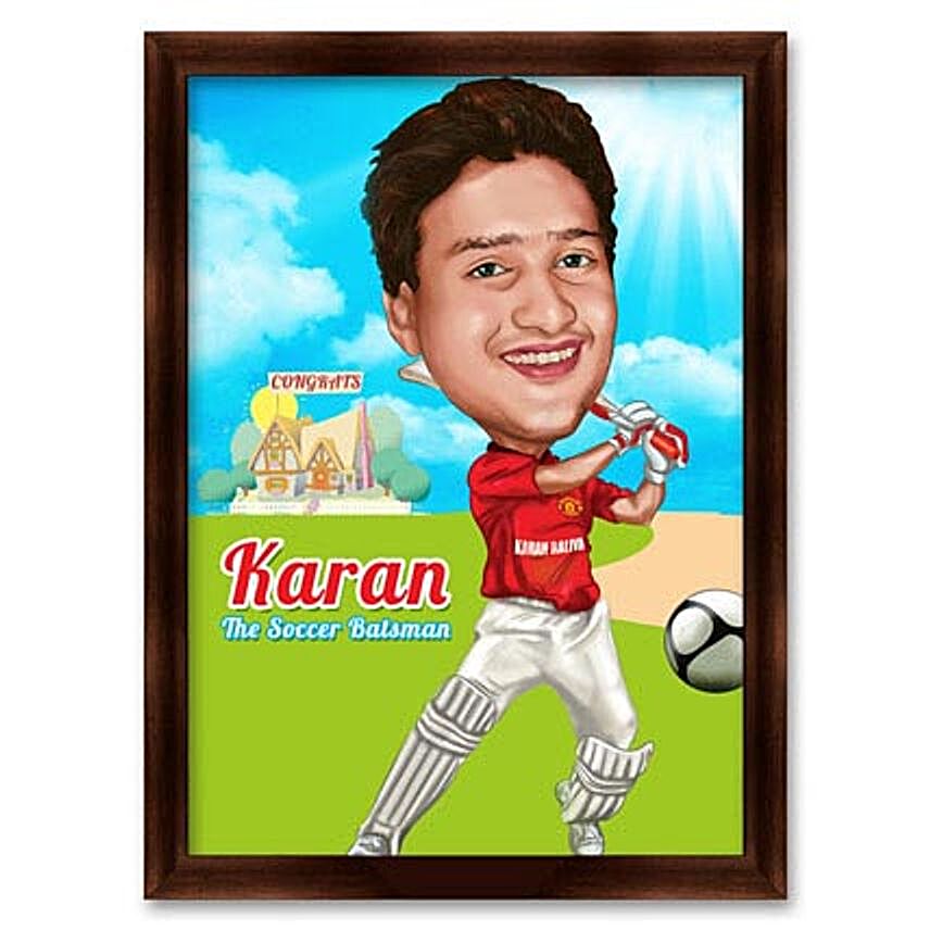 Cricketer Birthday Boy 3D Caricature