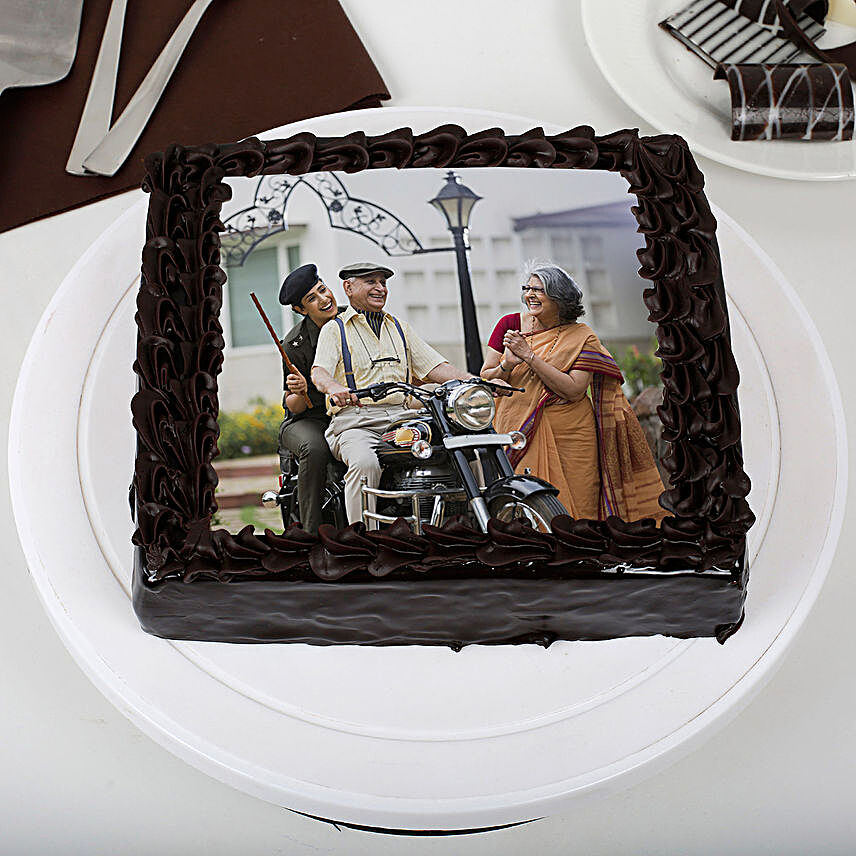 Tasty Truffle Rich Chocolate Photo Cake for Dad 2kg Eggless