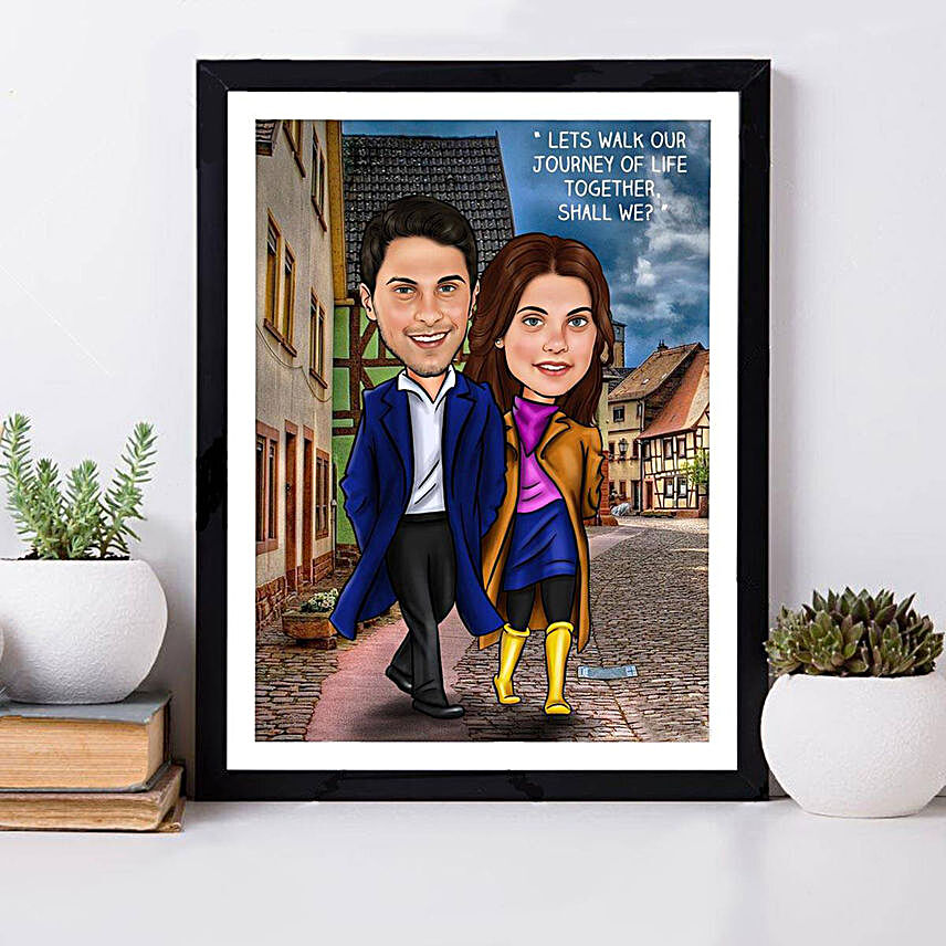 Personalised Couple Caricature Frame- Romantic