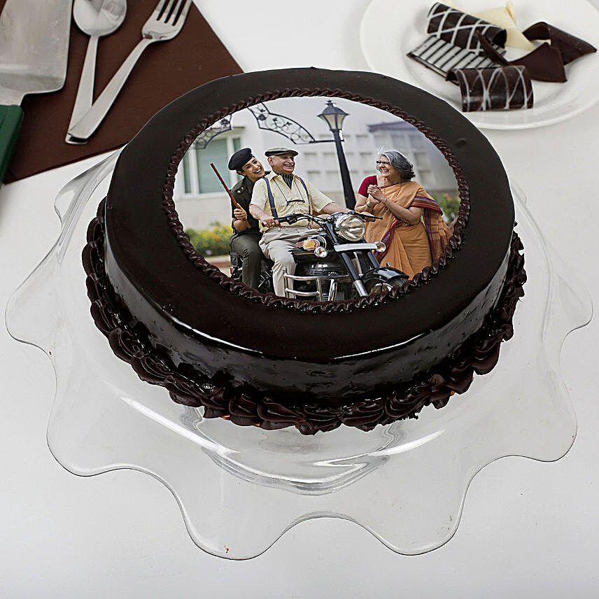 Yummy Chocolate Photo Cake For Dad Half Kg