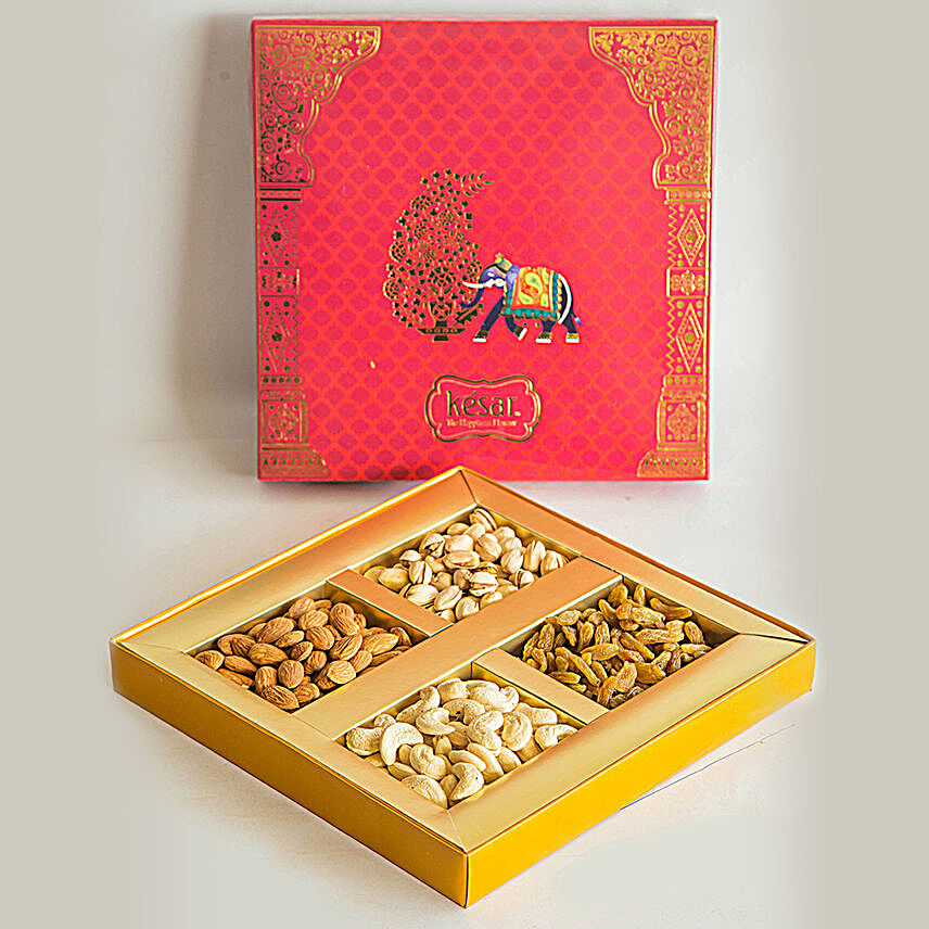Iconic Red & Gold Diwali Dry Fruits Gift Box