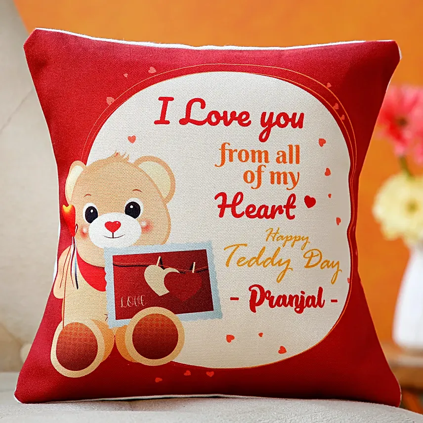 Teddy Day Personalized Bliss Cushion Hand-Delivery