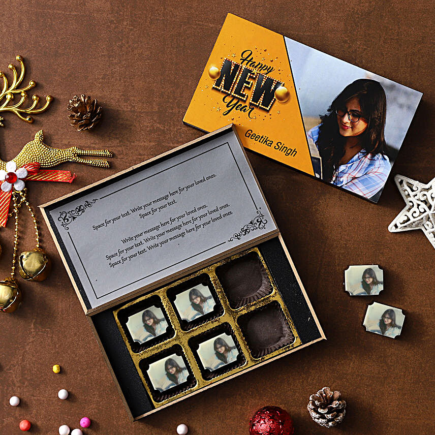 Personalised Happy New Year Chocolate Box- 6 Pcs