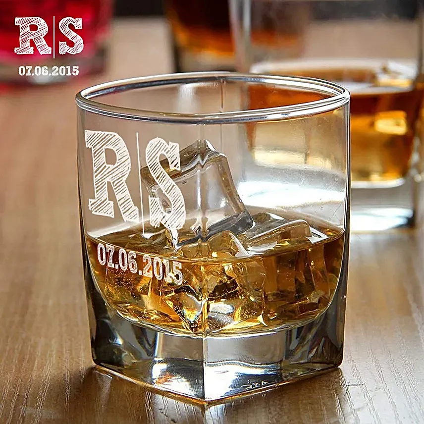 Personalised Initials Whiskey Glass Set of 2