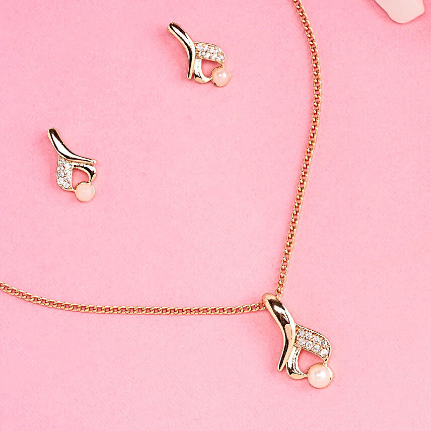 Estele - Elegant Rose Gold Earrings Bracelet Set