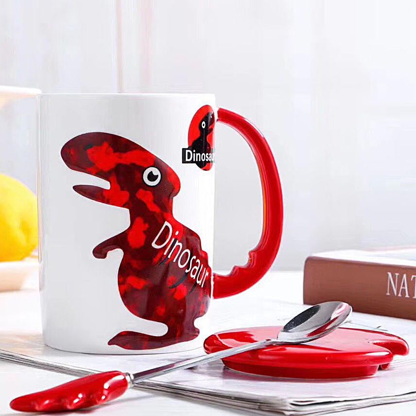 Dinosaur Mug With Lid Spoon