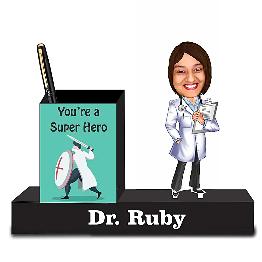 Personalised Doctor Caricature Pen Stand