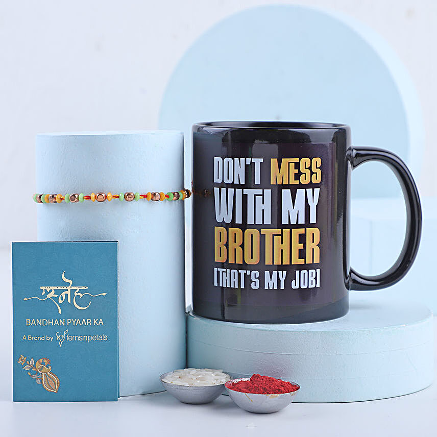 Sneh Beads Mauli Rakhi & Quirky Brother Mug