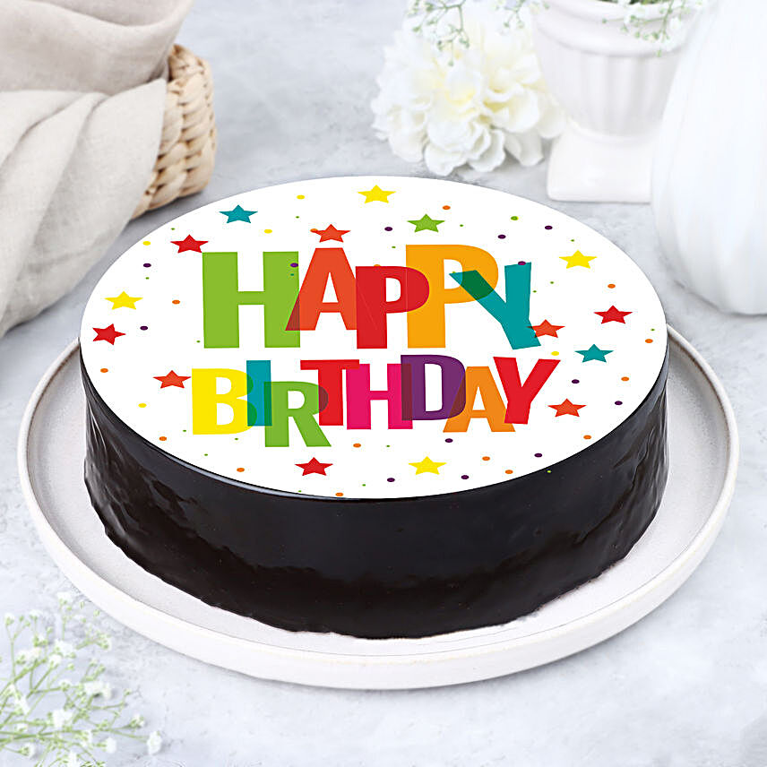 Vibrant Birthday Chocolate Photo Cake- Half Kg
