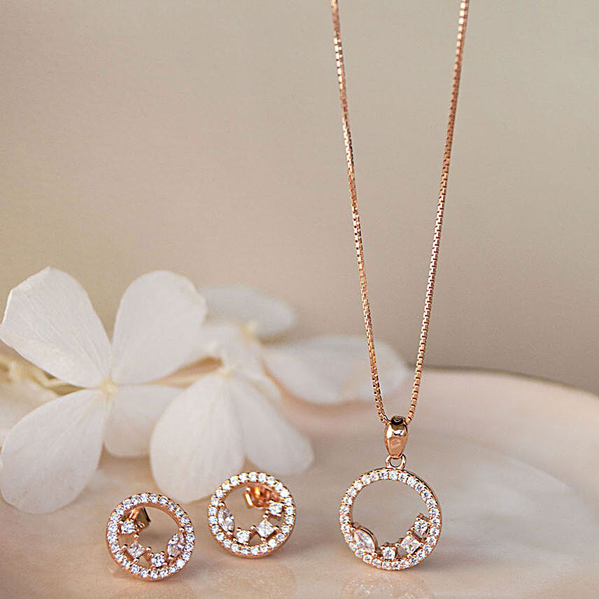 Beauty Blossoms 925 Silver Necklace Set