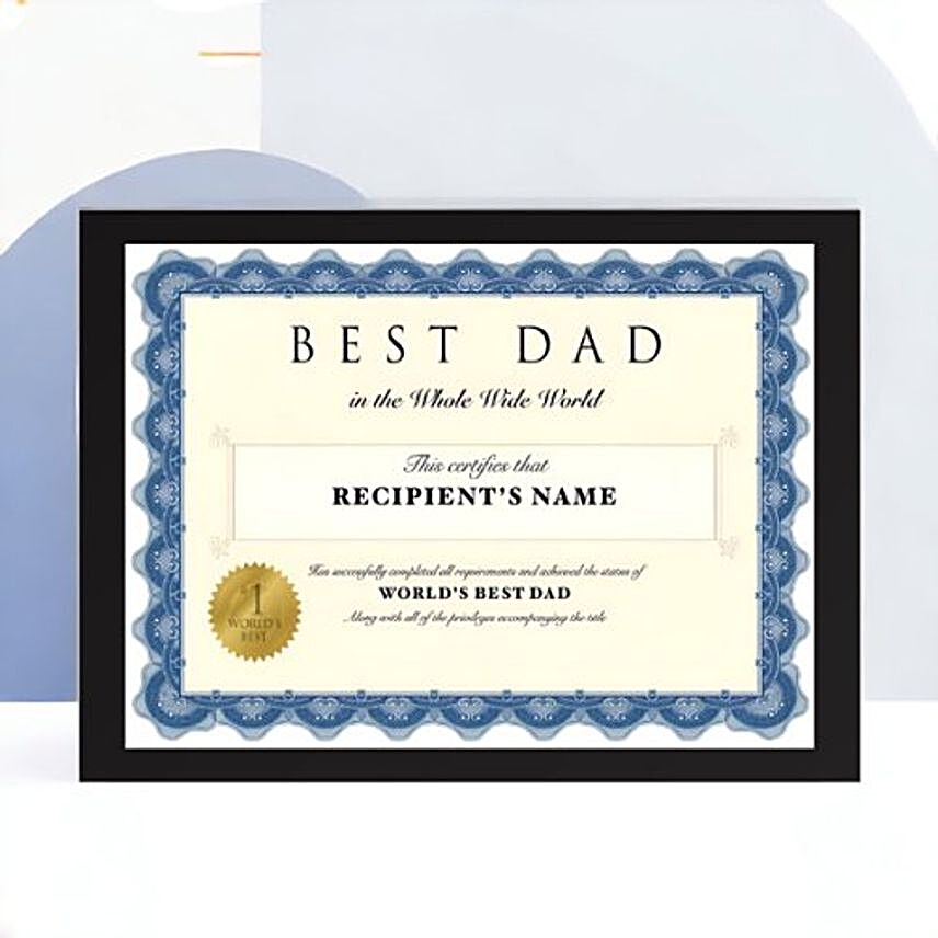 Personalized Name Print Certificate For Dad