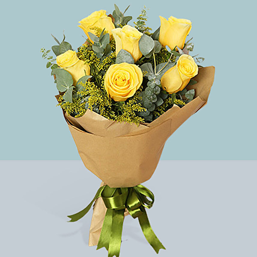 Beautiful Love Bouquet Of 6 Yellow Roses