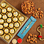 White Pearl Rakhi And Almonds With 12 Pcs Ferrero Rocher