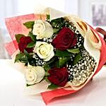 Lovely 6 Red N White Roses