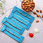 Pearl And Mauli Rakhis Set Of 4 With 250 Gms Almonds