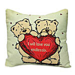 Cute Teddy With Message Cushion