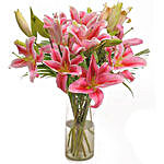 Pink Oriental Lilies Vase Arrangement