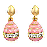 Golden Peacock Pink and Gold Plated Drop Earrings