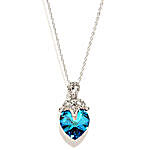 Melifa Silver Toned N Blue Crystal Pendant with Chain