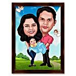 Couple with Baby Caricature
