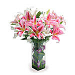 Pink & White Oriental Lilies Vase