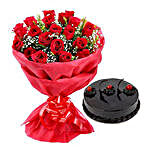 Red Roses with Cake Eggless Deluxe