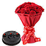 Red Roses with Cake Eggless Premium