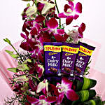 Purple Orchids Posy & Black Forest Cake