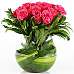 Pink Roses Glass Vase Arrangement