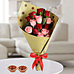 Warm Wishes Red & Pink Roses Bouquet