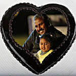 Heart Shaped Chocolate Truffle Photo Cake for Dad Half Kg