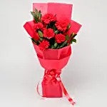 Captivating 6 Red Carnations Flower Bunch