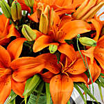 Blissful Orange Lilies In Fishbowl Vase