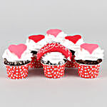 Lovely Hearts Fondant Vanilla Cup Cakes Set of 6