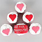 Lovely Hearts Fondant Vanilla Cup Cakes Set of 6