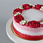 Lovely Red Roses Around Vanilla Cake Half Kg