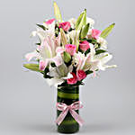 Premium Mixed Flowers Glass Vase Arrangement