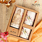 Set Of 3 Buddha Print Pillar Candles Gift Set