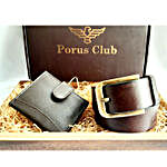 Porus Club Leather Belt & Card Wallet Gift Box