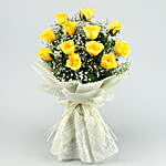 Joyful Vibes Yellow Roses Bouquet & Black Forest Cake