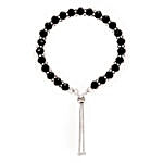 Silver Nazariya Kadli Black Beads Adjustable Bracelet